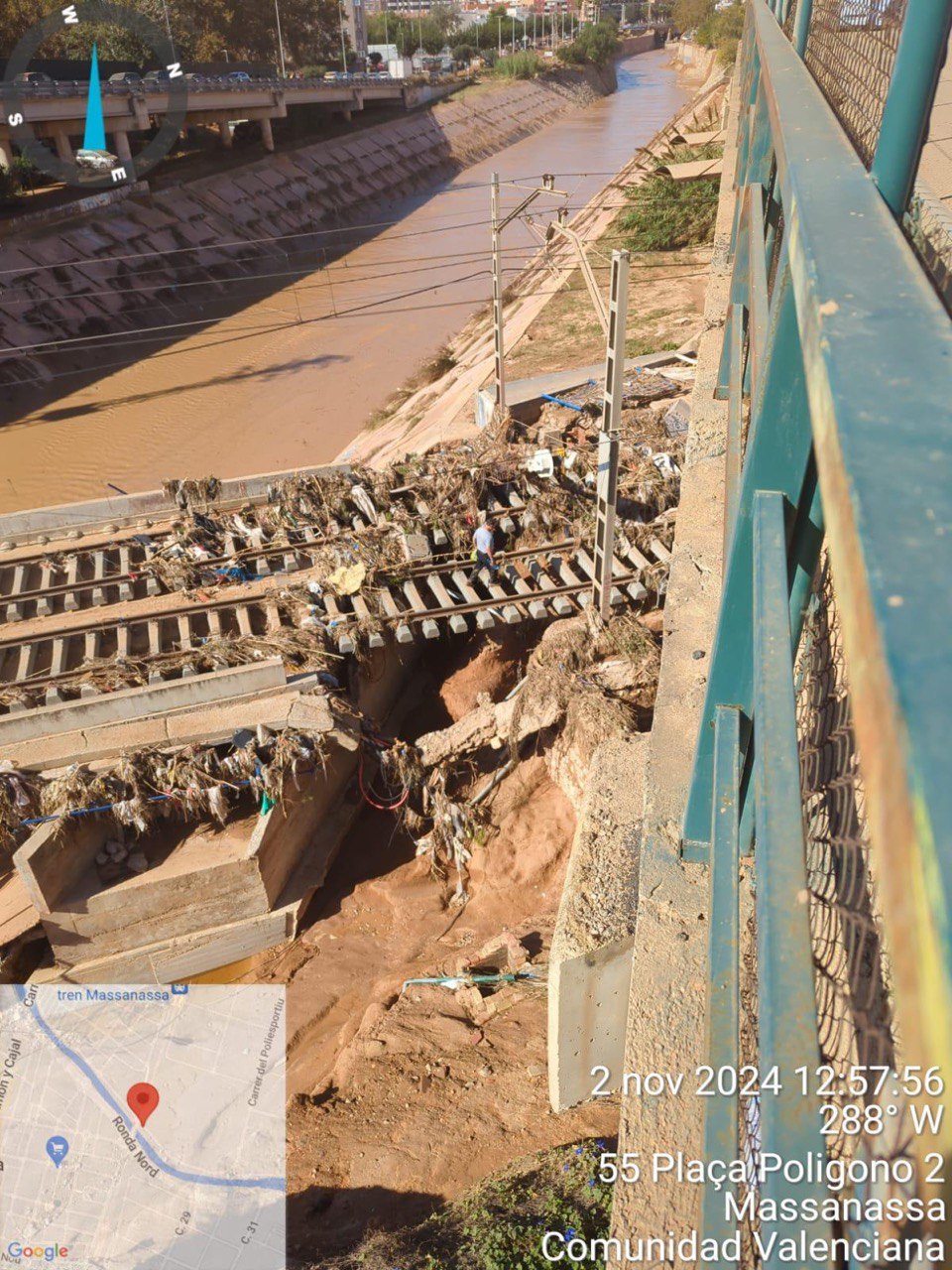 02.11.2024 Red convencional: Estado puente dañado Catarroja.