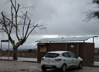 Estación de La Pobla Del Duc. Vista marquesina desde exterior.