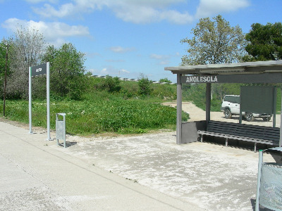 Estación de Anglesola. Vista marquesina desde exterior.