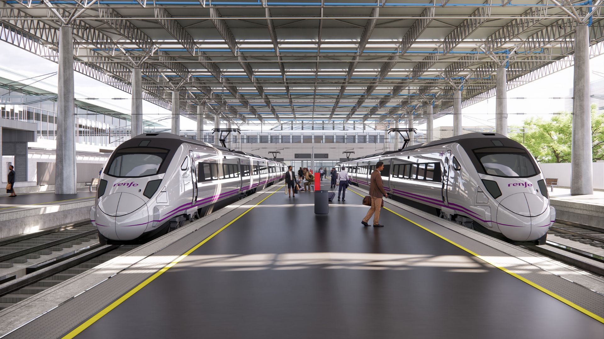 Andenes renovados que optimizan la operativa ferroviaria y aumentan el confort de los usuarios.