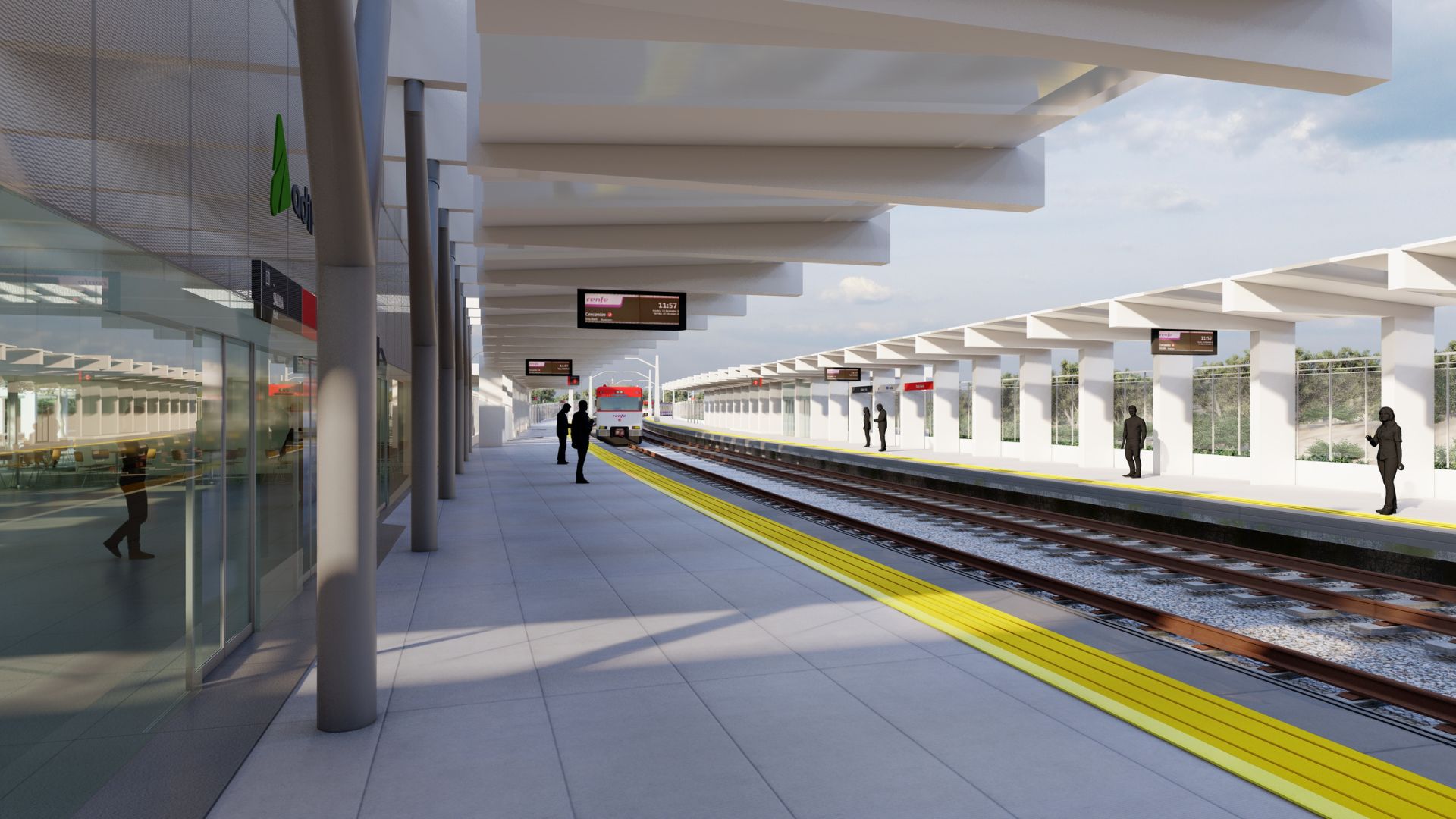 Vista de los andenes de la futura estación Parla Norte, diseñados para mejorar la funcionalidad, la accesibilidad y el confort de los viajeros.