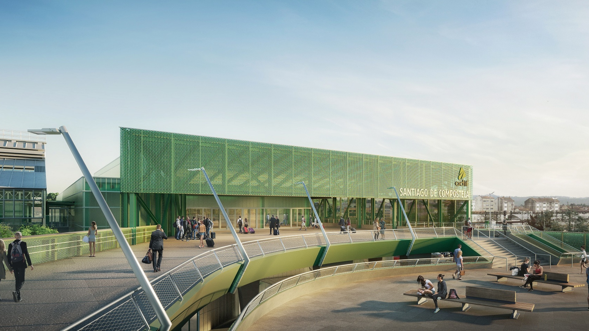 cceso principal a la estación, concebido como un espacio representativo que mejora la conexión urbana y la llegada de los viajeros.