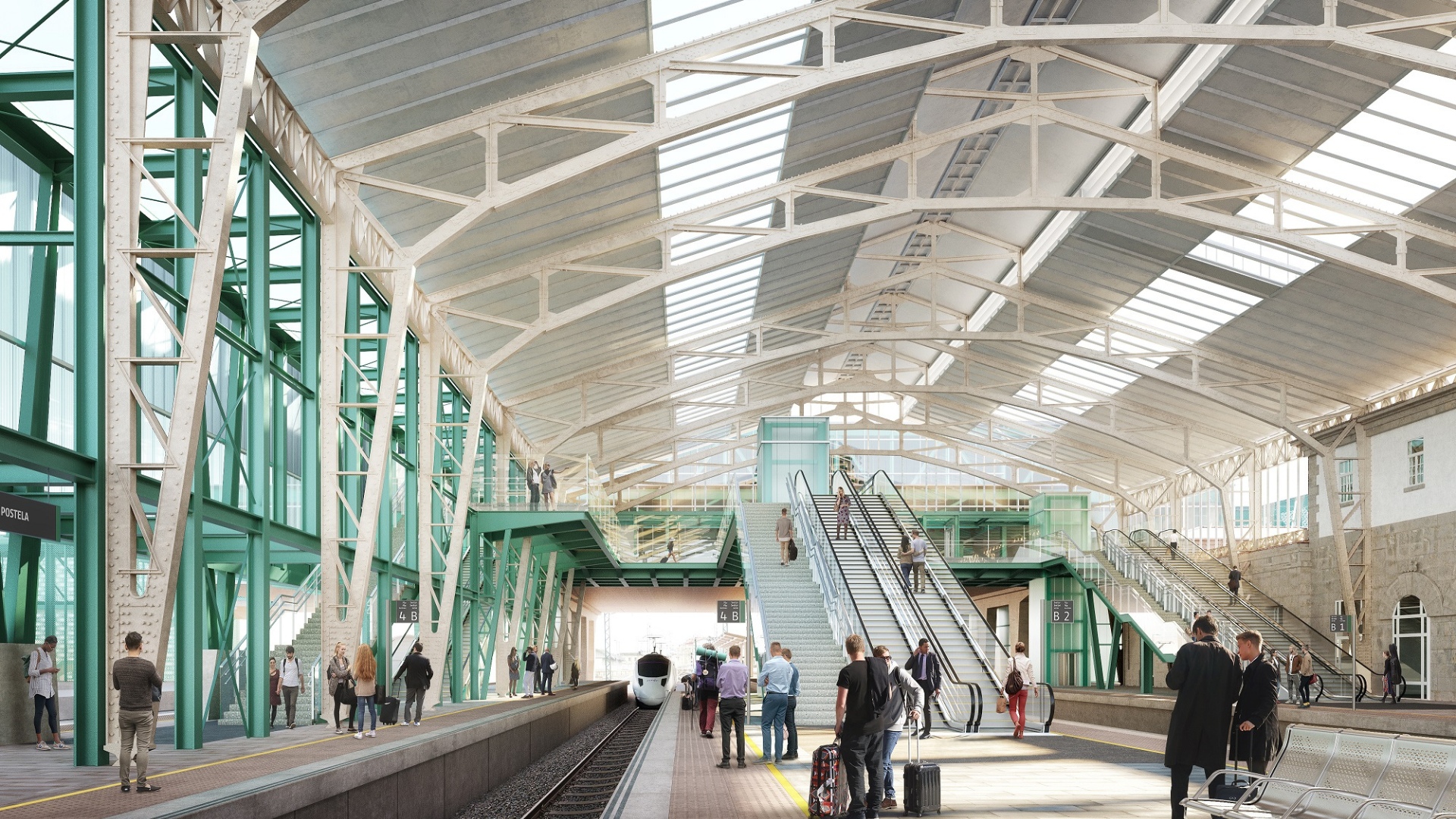 Zona de embarque de la estación, diseñada para facilitar el flujo de viajeros con criterios de amplitud, accesibilidad y confort.