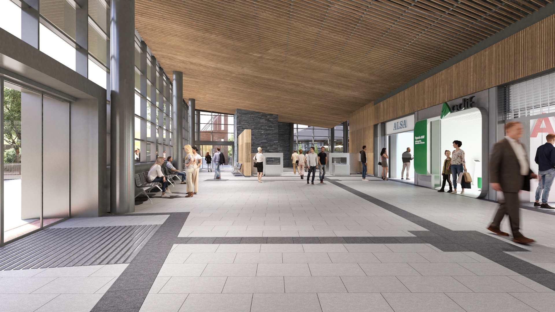 Espacio interior de la estación, diseñado para ofrecer mayor confort, accesibilidad y fluidez en los desplazamientos.