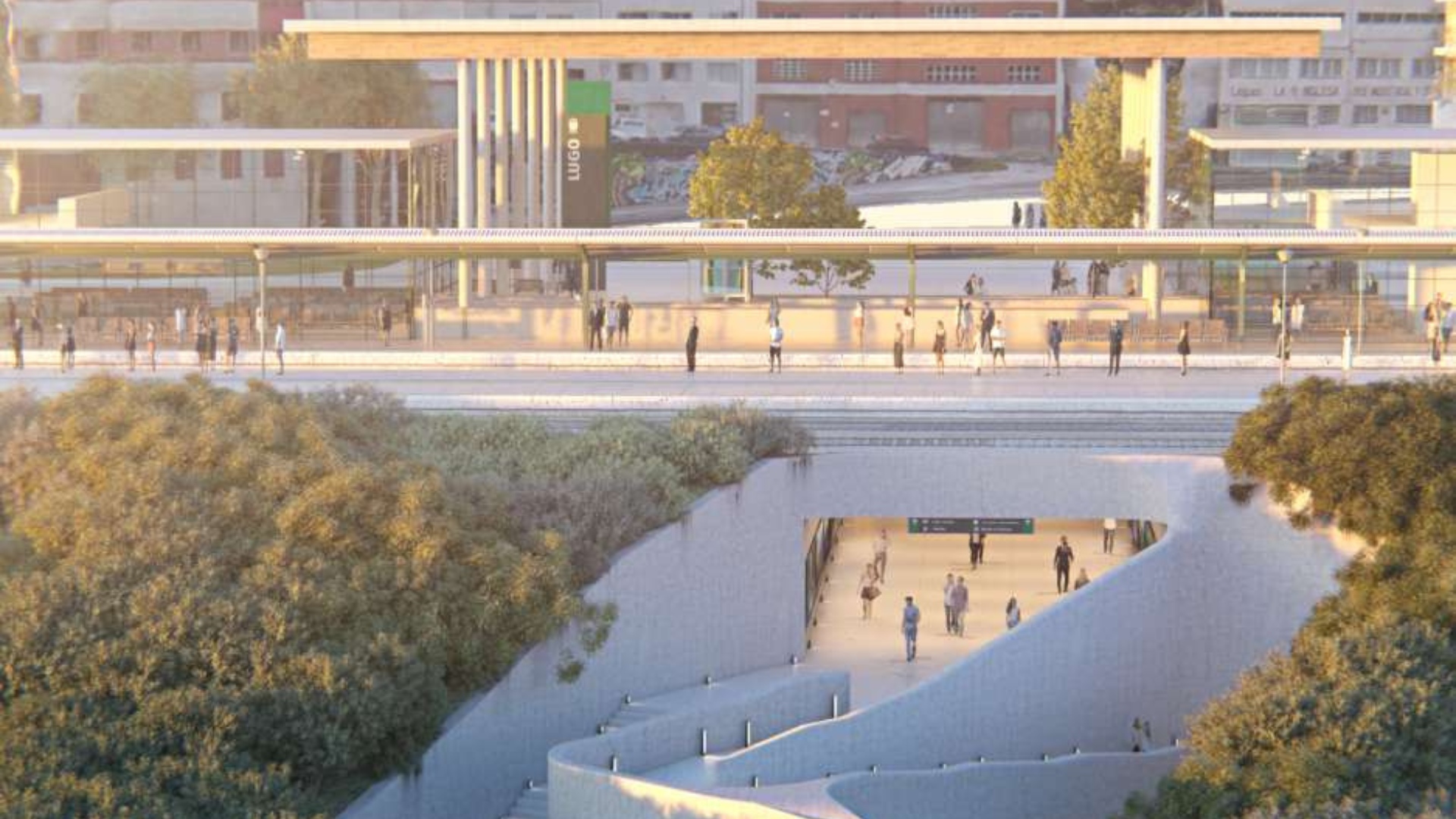 Nueva fachada de la estación, concebida como un espacio abierto, accesible y conectado con la ciudad.