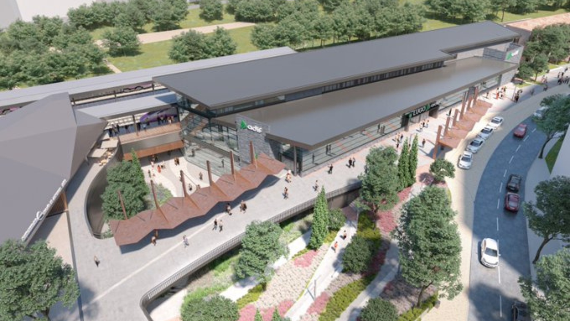 Infografía general del proyecto de remodelación de la estación de Lugo y su entorno urbano.