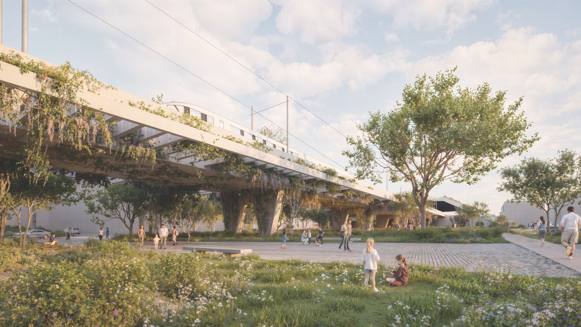 El corredor ferroviario se transformará en un nuevo espacio verde que favorecerá la integración paisajística de la infraestructura en la ciudad.