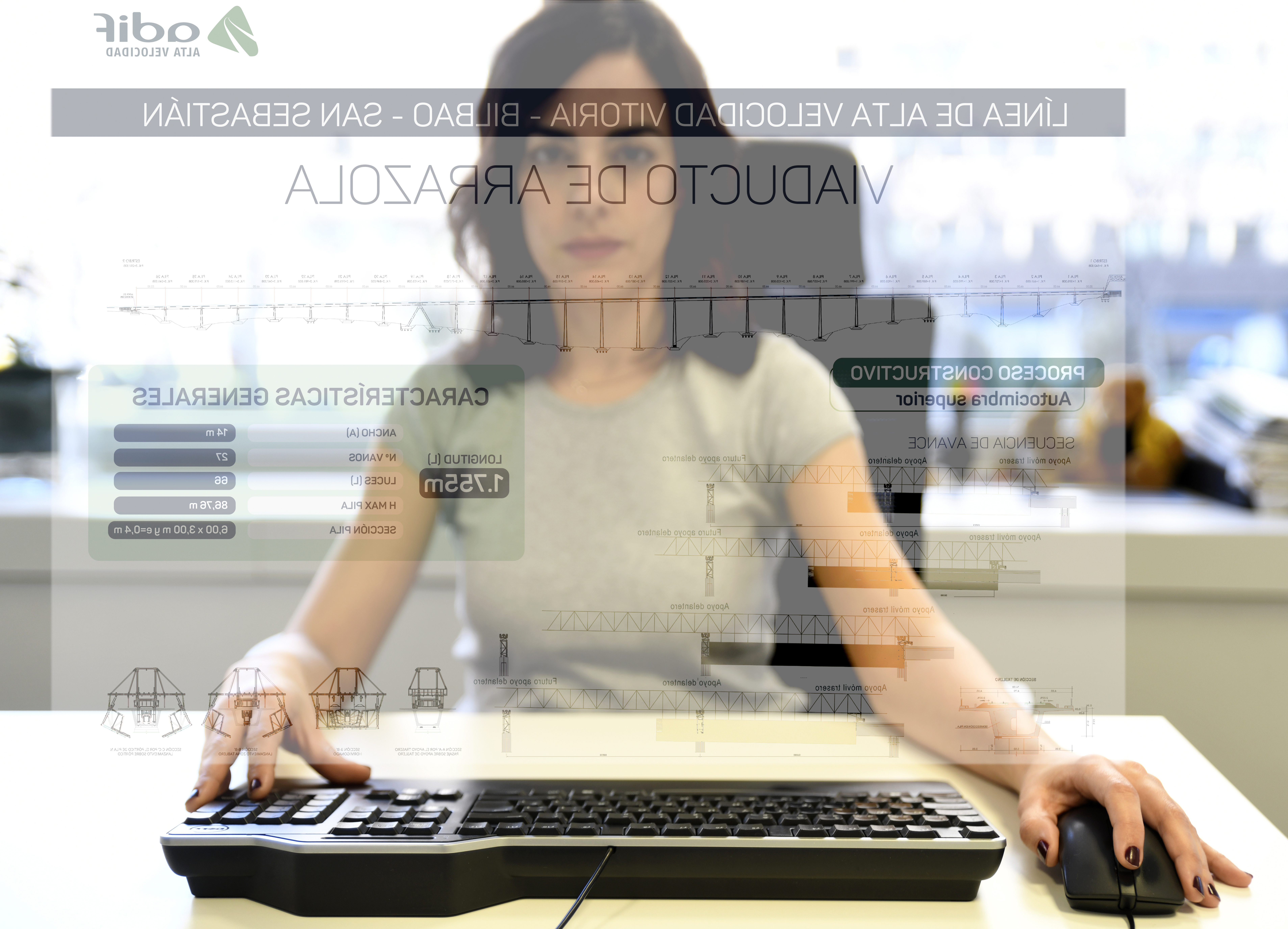 Una mujer mira una pantalla del ordenador que se refleja en ella.